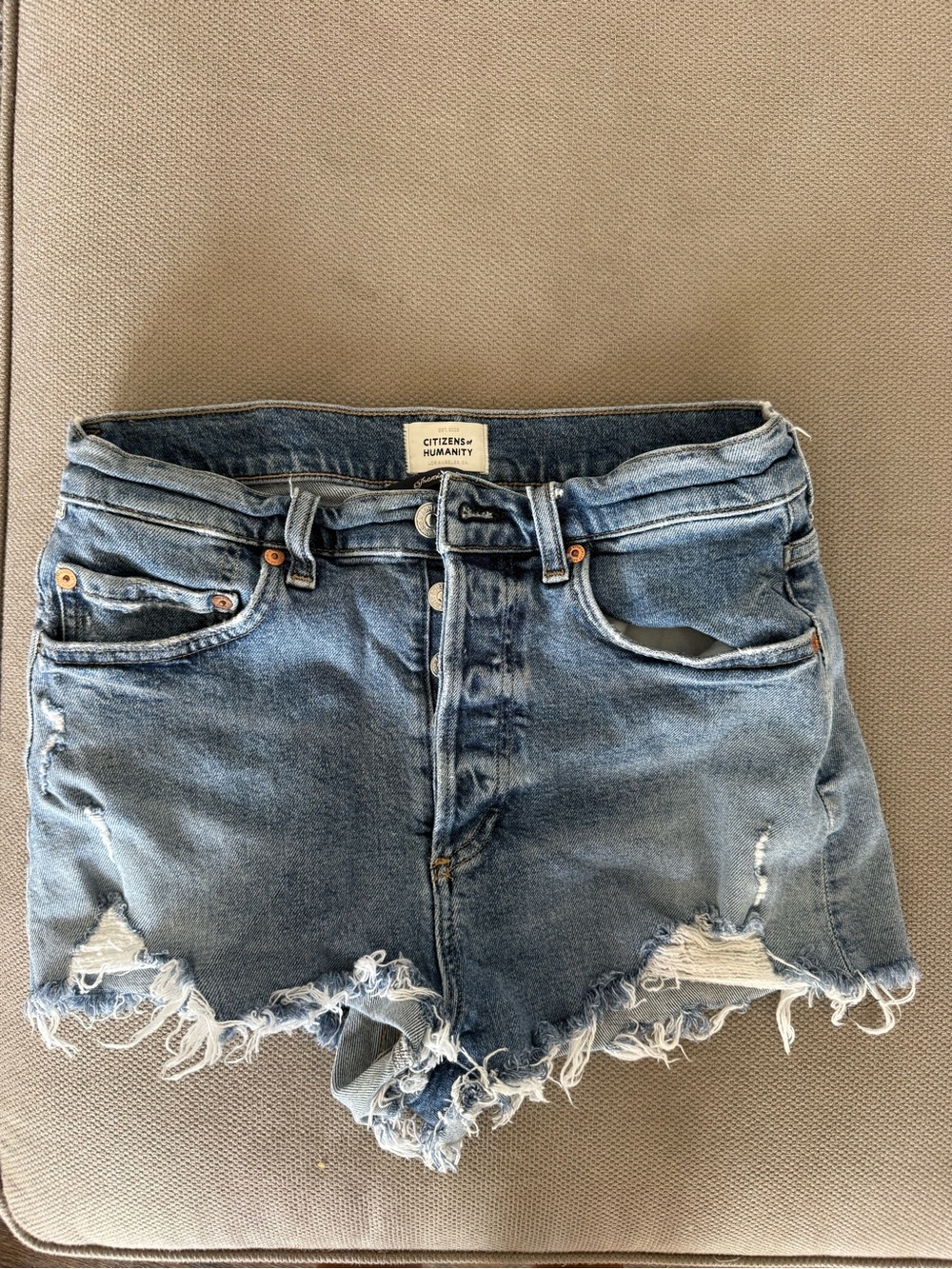 Citizens Of Humanity Light Blue Distressed Cutoff Denim Shorts